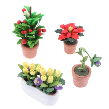 1:12 Casă De Păpuși În Miniatură Ghivece Cu Plante Tulip Ghiveci Avere Fructe Bonsai Model Pentru Decor Gradina Jucărie Casa Papusa Accesorii