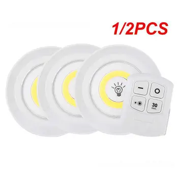1/2 BUC Smart Wireless Led Lumina de Bucătărie Sub Mobilier Estompat Lămpi Dulap Dormitor de Iluminat Rotund cu LED Control de la Distanță
