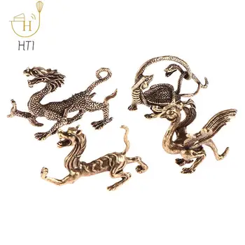 1 buc Alamă Antic Chinez Patru Animal Mitic Miniatură Figurina Dragon, Tigru, broasca Testoasa Feng Shui Ornament Decor Acasă Ambarcațiuni