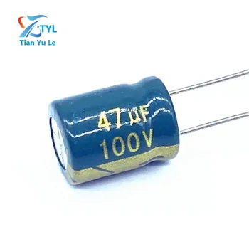 100buc/lot de înaltă frecvență joasă impedanță 100v 47UF aluminiu electrolitic condensator dimensiunea de 8*12 47UF 20%