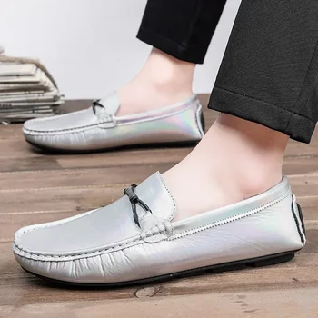 2023 Pantofi pentru Om de Bază Barbati Casual Pantofi de Moda Beanie Apartamente de sex Masculin Aluneca pe Toc Plat Fund Moale Metal Decor de Pantofi pentru Bărbați