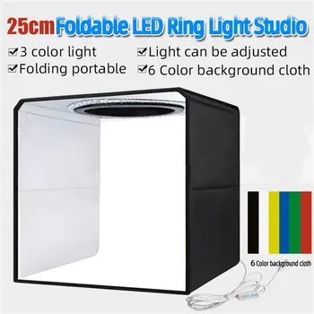 25cm Mic Studio Set de Led-uri Lampă Fotografie Softbox Pliabil Fundal Fotografie Cutie de Lumină