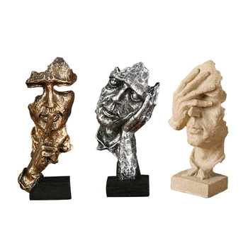 3 Buc Statuie Abstract Rășină Desktop Ornamente Sculptură Figurine Miniaturale Caracter Fața Nordică A Meșteșugurilor Artistice Biroul De Acasă