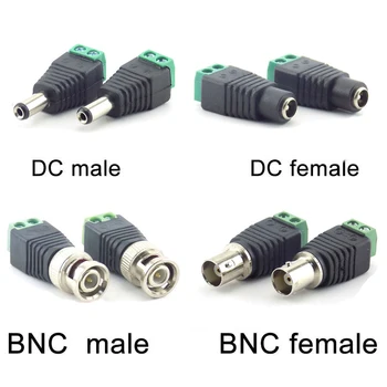 5pcs 12V 2.1*5.5 mm DC BNC Masculin Feminin Adaptor Coaxial CAT5 Video Balun Conector Pentru Benzi cu Led-uri Lumini aparat de Fotografiat CCTV Accesorii
