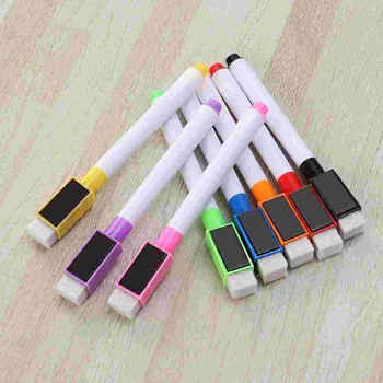 8pcs Magnetice Colorate Markeri cu Capac Magnetic și Gumă de șters Culori Asortate Rechizite Școlare pentru Copii Desen Creion Perfect pentru
