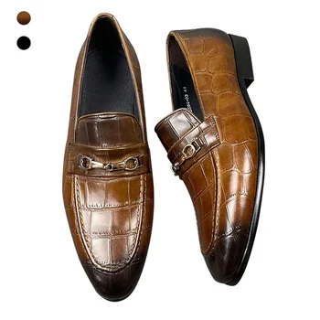Afaceri Catarama decor de Imprimare Crocodil Model Office Piele naturala pantofi Barbati de Moda Ciucure Maro Nunta Mocasini Pantofi