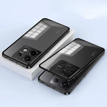 Aliaj De Aluminiu De Metal Magnetic Caz Pentru Xiaomi Redmi Nota 13 Pro Plus Acrilic Mat Capacul Din Spate Pentru Redmi Note13 Note13Pro+ Coque