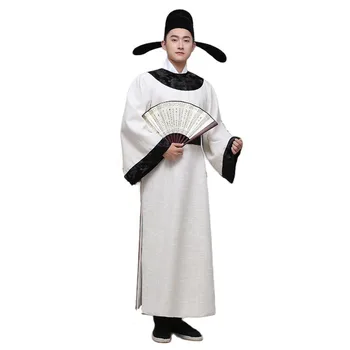 Antic Faimos Poet Li Bai Îmbrăcăminte Dinastiei Tang Savant Costume Tradiționale Chineze Bărbați Rochie TV Film Stadiu de Uzura