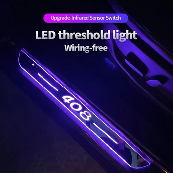 Auto USB cu LED Interior Pedala de bun venit pentru Peugeot 408 Insigna Pragului de Ușă Cale de Lumină Stil Personalizat Iluminate Placa Decor