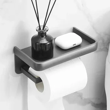 Baie țesutului caseta pistol gri suport hârtie toaletă rack rola de toaletă gratuite stantare montat pe perete