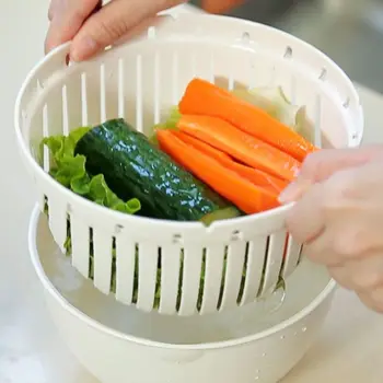 Bucătărie Instrument Tocare Legume Rotativ Salata Cutter Vas Strecurătoare Sita De Tăiere Castron Salata Verde Slicer