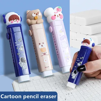 Creative push-pull de desene animate drăguț eraser poate înlocui core telescopic student gumă de creion pentru copii rechizite școlare, cadouri