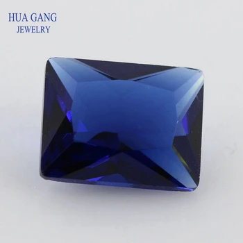 Culoare albastru Forma de Dreptunghi Tăiat în Vrac Margele de Sticla Sintetice Pietre prețioase Pentru Bijuterii de Dimensiuni 2x3~12x16mm Transport Gratuit