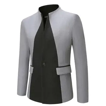 De tip Boutique de Moda pentru Bărbați de Afaceri Slim Trend Solid de Culoare Moda Gentleman Britanic Stil Casual Frumos Stand-up Guler Blazer