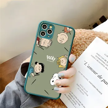 Desene animate Snoopy Telefon Caz Pentru IPhone 14 13 Pro Max 12 Mini 11 SE 2020 6S 7 8 Plus XS X XR Verde Mat Caz de Protecție