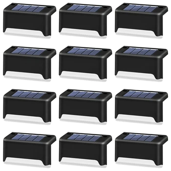 Fierbinte Solar rezistent la apa Pachet Lumini Pas Lumini Led Gard Lampa Pentru Terasa,Scari,Gradina Cale,Pas & Garduri(Alb Cald)12buc