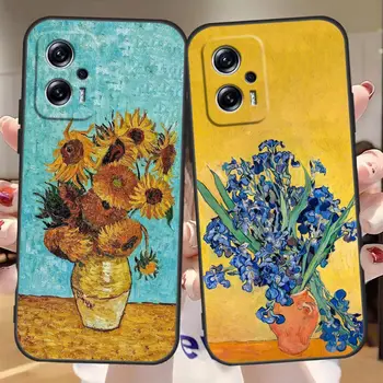 Floarea-soarelui Noapte Înstelată Arta lui Van Gogh Telefon Caz Pentru Xiaomi Redmi Nota 12 Turbo 12S 11 11T 11 10 10 9 9 9M 8 8T Pro Plus