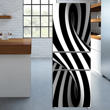 Iluzie Optică De Imprimare Autocolante Capac Usa Frigider Tapet Adeziv Congelator Film De Vinil Decor Distractiv Decal Artă Murală Bucătărie