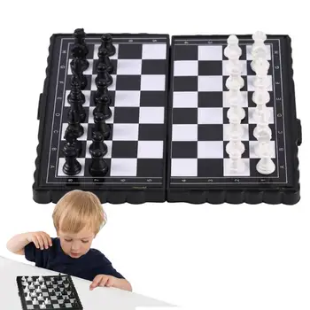 Incepator De Călătorie Set De Șah Educațional De Șah Set Jucarii Pliabil Magnetice Tabla De Sah, Joc Cu Sac De Depozitare Pentru Copii Și Adulți