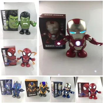 Iron Man Figuri de Dans Cântă Sunet Condus Spiderman Avengers Ironman Super Eroi Robot 19cm Acțiune Figura Anime copil Copil Cadouri