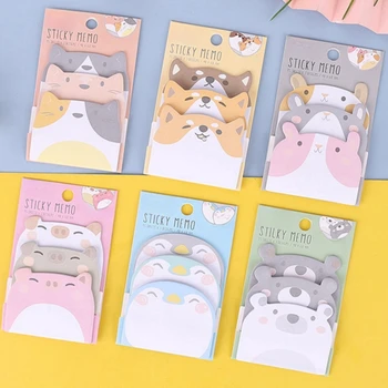 Kawaii Animale Petrecere 3 Straturi Sticky Note Memo Pad Pentru A Face Lista De Planificator Autocolant Notepad Drăguț Decor De Birou Papetărie Coreeană
