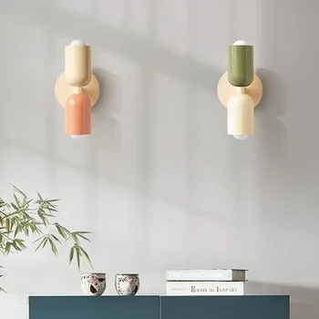 LED Nordic Lămpi de Perete Modern, Minimalist Crema Cap Dublu de Lumini Pentru Camera de zi Dormitor Noptieră Studiu Decor Interior Fixtu