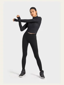 Lulu Brand Alternative Fitness Yoga Half Zip Întindere De Coastă Maneca Lunga Yoga Tricoul Suport Running T Shirt