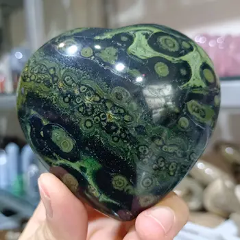 Magic Verde Natural Păun Ochi de Piatră Sculptate Inimi Cristal Mineral Specimen de Vindecare Gem Biroul de Acasă de Demagnetizare Decor