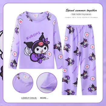 Miniso Kawaii Kuromi Cinnamoroll Pochacco Copii Lapte De Mătase Seturi De Pijamale Drăguț Haine De Fată Și Băiat Sleepwear Primăvară Copii Body
