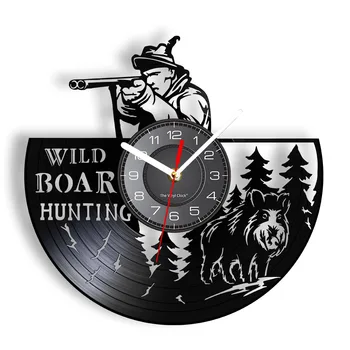 Mistreti Vanatoare Disc De Vinil Ceas De Perete Animale Sălbatice Ceas De Vânătoare Hobby Creatură Decor Ceasuri Tăcut Shooter Cadou