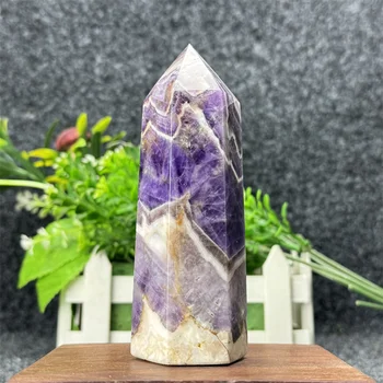 Naturale Fantezie Violet Cristal Pilon Vindecare Chakra Aura De Energie Minerală Vindecare Piatră Prețioasă Decor Acasă Birou Ornament