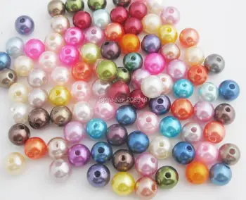 NBNVOV Dia 10mm Pictura Pearl Margele pentru îmbrăcăminte 100buc amestecat multicolors Margele din Plastic articole de îmbrăcăminte bijuterii accesorii