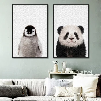Nordic Animale Postere Panda Drăguț Penguin Canvas Tablou Modern Home Decor Pepinieră, Copii ale modelului de Cameră pe Perete Imagini de Artă