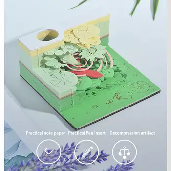 Noroc Koi Hârtie 3d Sculptură Model de Notă de Masă de Trei-dimensional de Vacanță Hârtie Cu Xmas Notepad Model Cadouri Suport Cutie Pe D1w1