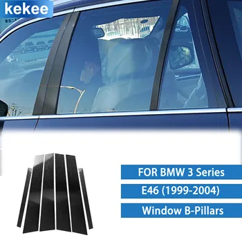 Pentru BMW Seria 3 E46 1999-2004 Real Fibra de Carbon Geamul Mașinii B-Piloni de Turnare de Protecție Garnitura Capac Accesorii Autocolant 6PCS