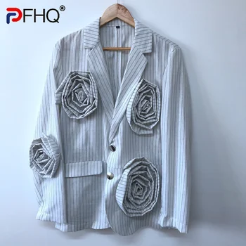 PFHQ Trei-dimensional Floare de Design Costum Haina de Înaltă Calitate de Stradă pentru Bărbați Jachete de Toamna Personalitate 2023 Trendy Sacouri 21F1872