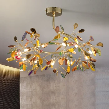 Postmodern Colorate Agat CONDUS Candelabre de Iluminat Romantic Frunze în Formă de Pendant Lamp Living Sufragerie Dormitor Decor Art Lumina
