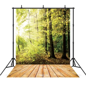 Primăvară Lumina Soarelui Pădure Din Lemn, Podea De Vinil Fotografice De Fundal Personalizate Pentru Nunta Fundaluri Foto Booth Studio