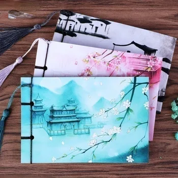 Retro Stil Chinezesc Căptușite Broșură A6 Mică Broșură Gol Cadou cu Mici Ciucuri de Notebook-uri de Papetărie