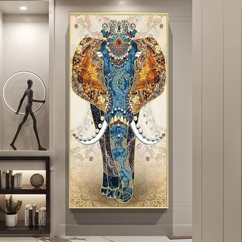 Rezumat Elefant Printuri Pentru Hol, Living Home Decor Modern, Luxos, Animale Panza Pictura Arta De Perete Estetice