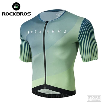 ROCKBROS Jersey Ciclism MTB T-shirt de Biciclete de Munte pentru Bărbați Purta Haine de Vară de Înaltă Calitate, Cu Fermoar YKK Sport Respirabil