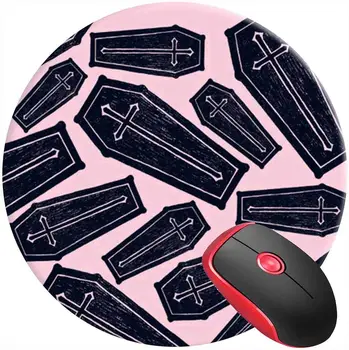 Runda Gaming Mouse Mat Sicriu Groază Înfiorător Roz Negru Non-Alunecare de Cauciuc de Bază Mousepad Drăguț Mousemat pentru Laptop PC de Birou Acasă