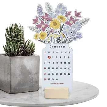 Scriere 2024 Lunar de Planificare Calendar de Birou Cu Modele Florale Creative 3D Înflorit Flori Calendare Pentru Biroul de Acasă de Masă