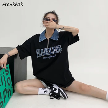 Tricouri Femei Mozaic Sportiv Estetice Hipster Clasice de Primăvară Haine de Vară în Stil European Jumătate Lungime Maneca de Moda
