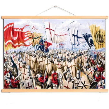 Unic Cavalerii Templieri Art Postere si Printuri, Transforma Zidurile Tale Cu Acest Retro Hristos Armura Războinic Panza Pictura Scroll