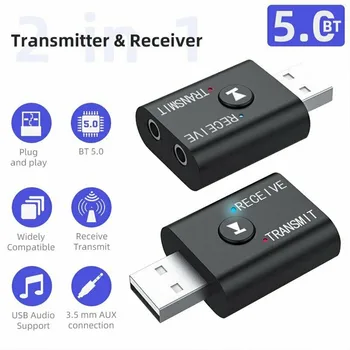 USB 5.0 Receiver Audio Bluetooth Transmițător Adaptor AUX 3.5 mm Audio 2-ÎN-1 Transmițător Wireless TR6 Pentru Masina Acasa Muzica de Sistem