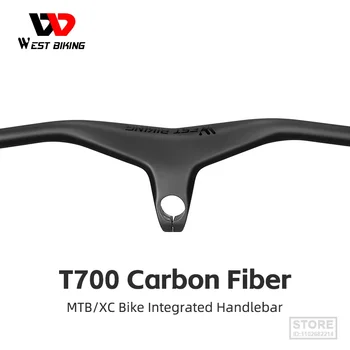 VEST CICLISM MTB de Carbon Integrat Ghidon T700 de Fibră de Carbon, Ghidon si Tija 28.6 mm 17 Grade pentru Biciclete de Munte 740x90mm