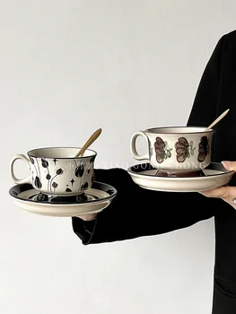 Vintage ceașcă de cafea farfurie set cana pictata manual finlandeză epocă cana ceramica acasă ceaiul de după-amiază veselă cana de apa