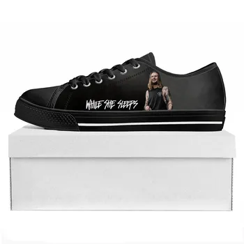 În Timp Ce Ea Doarme Trupa Metalcore Low-Calitate De Top Mens Adidasi Femei Adolescent Cuplu Panza Adidas Pantofi Negri Pantofi Personalizat